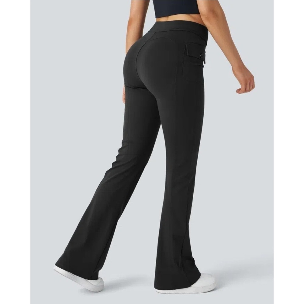 Halara High Waisted Side Flap Pocket Flare Casual Cargo Pants Size Small Petite - Picture 2 of 16